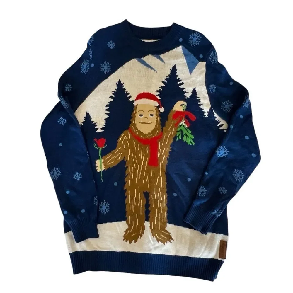 Tipsy Elves Sasquatch Mistletoe Ugly Christmas Sweater -- L - Picture 2 of 10